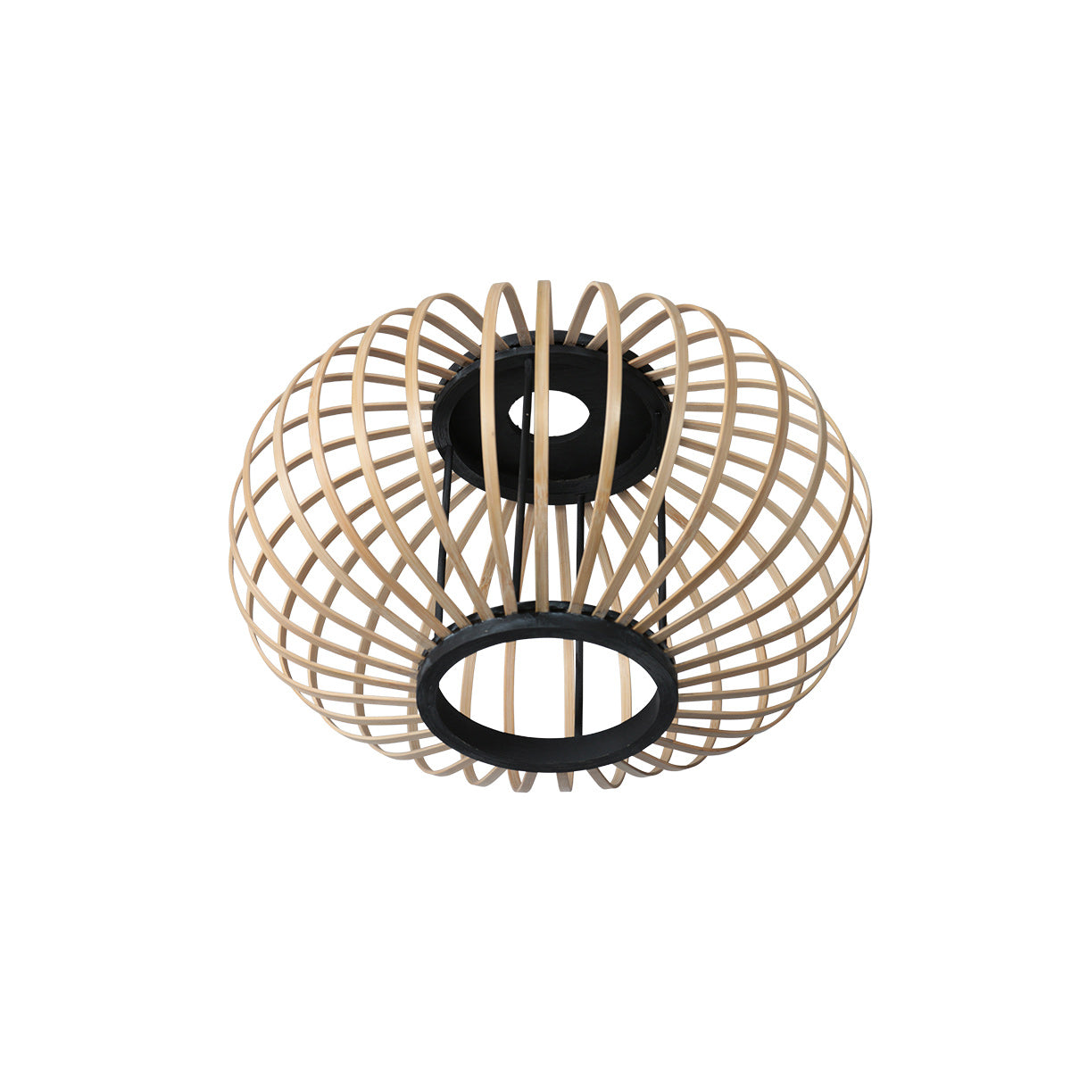 3-lichts vloerlamp Sparkled Light 4495ZW met open crème bamboe kappen