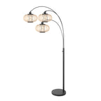 3-lichts vloerlamp Sparkled Light 4495ZW met open crème bamboe kappen