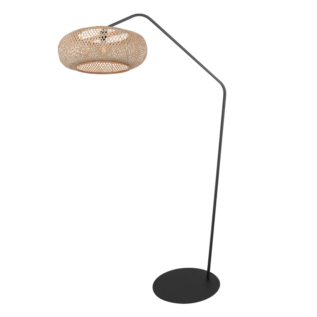 Zwarte vloerlamp Zig-Zag 4509ZW – speelse lijnen en warm bamboe