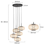 Hanglamp Silva 4524ZW – 5-lichts bamboe design Ø31cm trendy