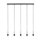 5-Lichts hanglamp Breeza-Beach 4527ZW zwart bamboe kap Ø20 cm