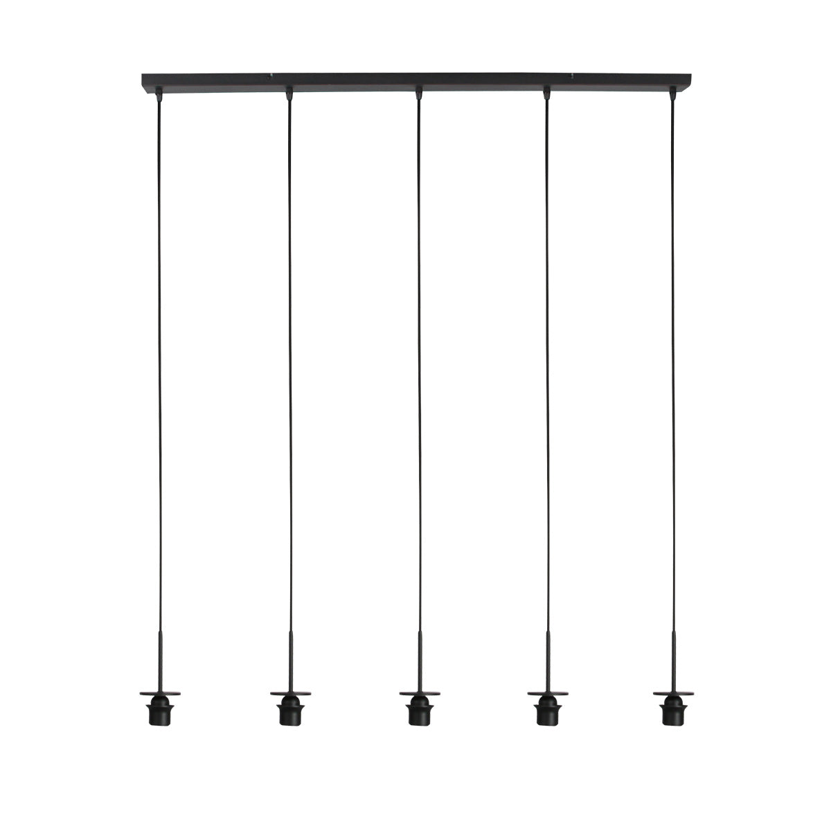 5-Lichts hanglamp Breeza-Beach 4527ZW zwart bamboe kap Ø20 cm