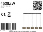 Nox Light 4528ZW – hanglamp met 5 bamboe kapjes