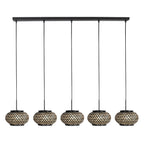Nox Light 4528ZW – hanglamp met 5 bamboe kapjes