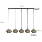 Nox Light 4528ZW – hanglamp met 5 bamboe kapjes