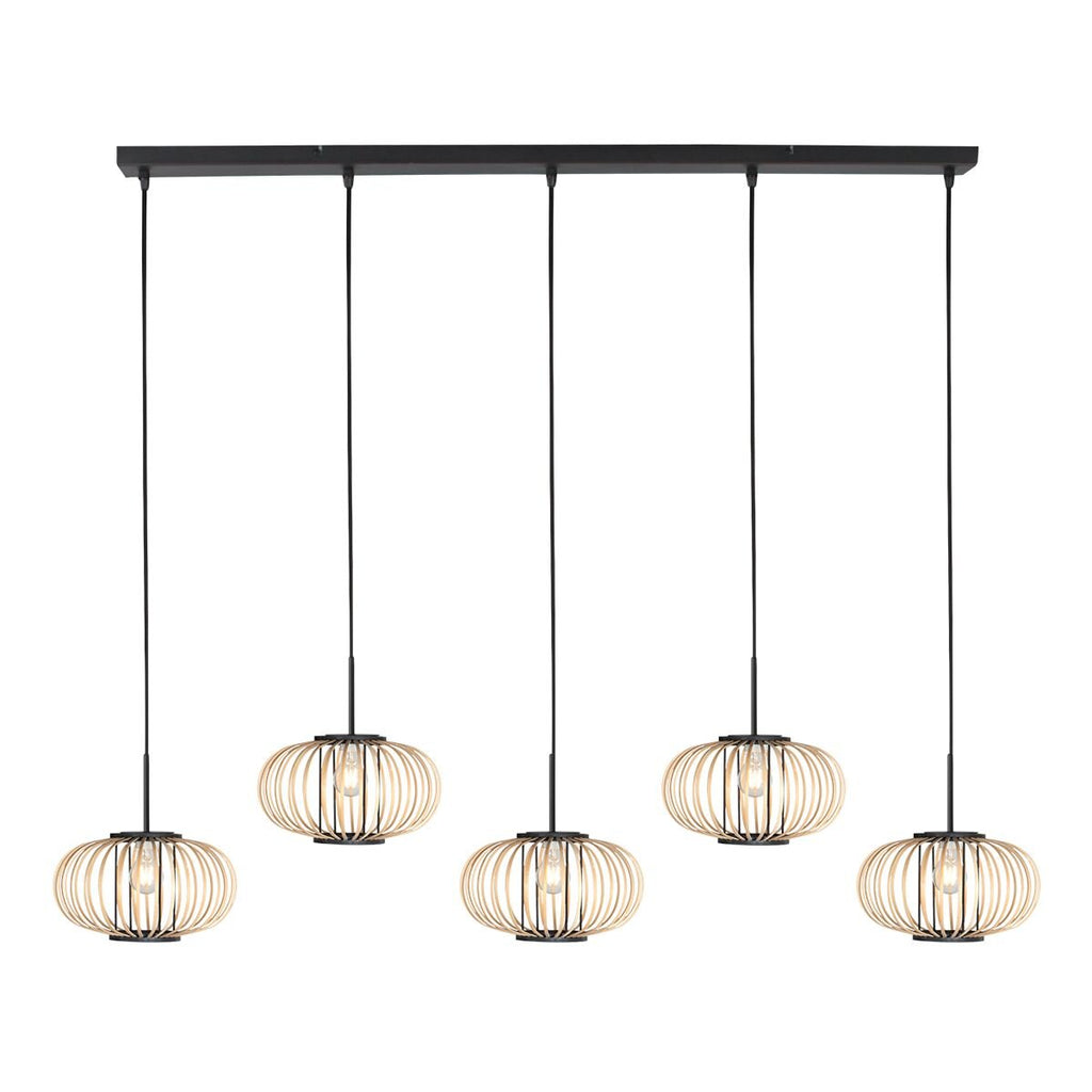 Hanglamp Silva 4529ZW – 5-lichts bamboelamp voor eettafel