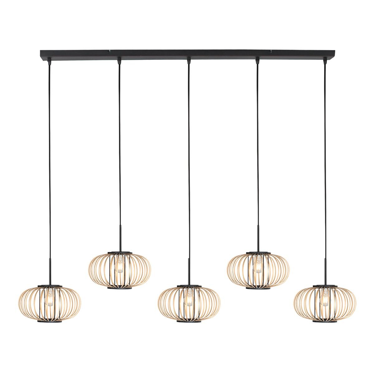 Hanglamp Silva 4529ZW – 5-lichts bamboelamp voor eettafel