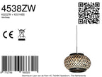 Nox Light 4538ZW – compacte hanglamp met bamboe kap