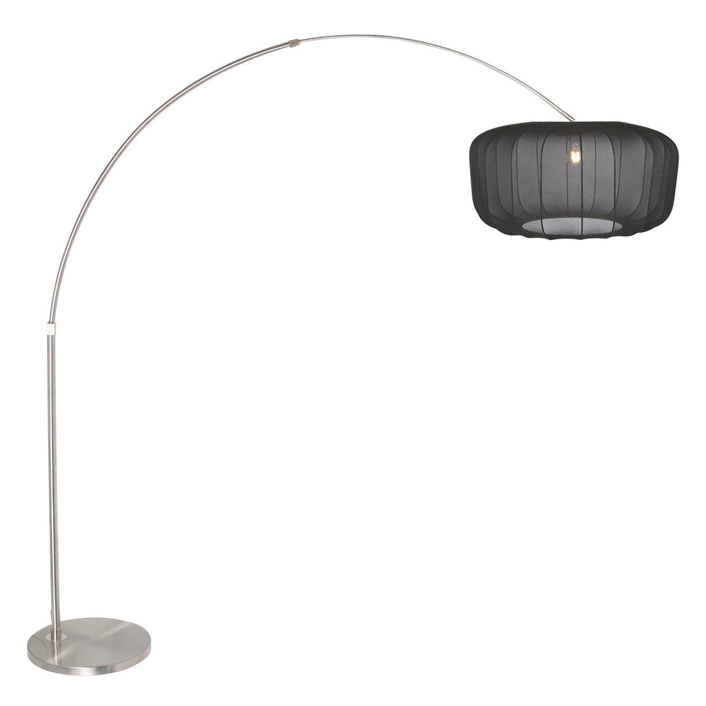 Booglamp Vela Lino 4559ST staal met zwarte textiel kap Ø60 cm