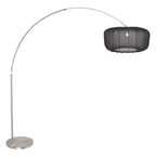 Booglamp Vela Lino 4559ST staal met zwarte textiel kap Ø60 cm