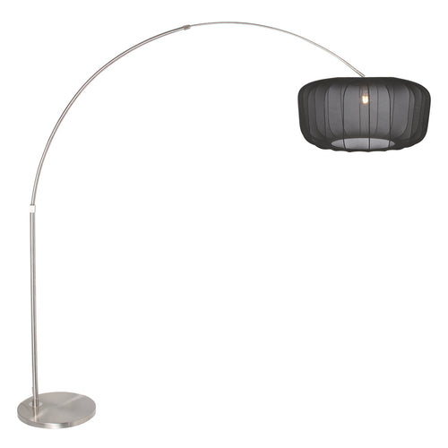 Booglamp Vela Lino 4559ST staal met zwarte textiel kap Ø60 cm