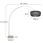 Booglamp Vela Lino 4559ST staal met zwarte textiel kap Ø60 cm