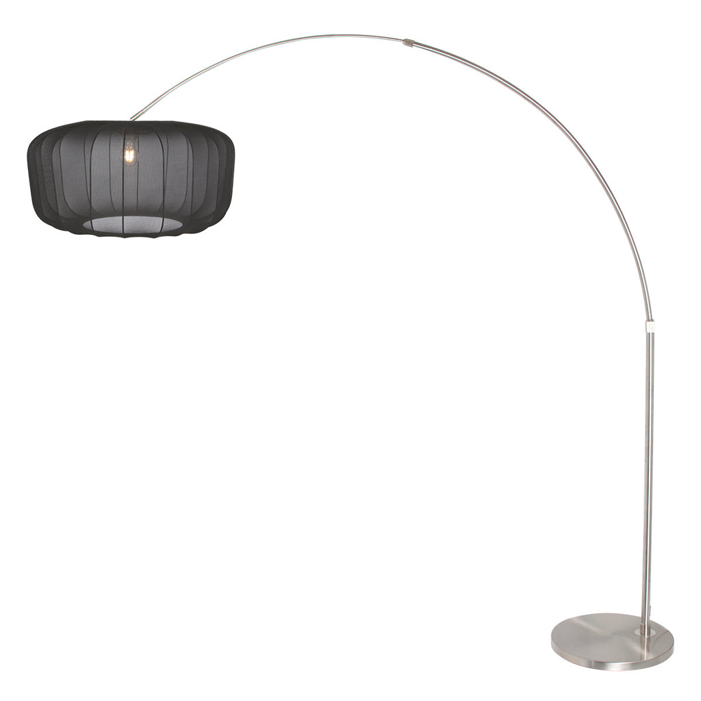 Booglamp Vela Lino 4559ST staal met zwarte textiel kap Ø60 cm