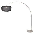 Booglamp Vela Lino 4559ST staal met zwarte textiel kap Ø60 cm