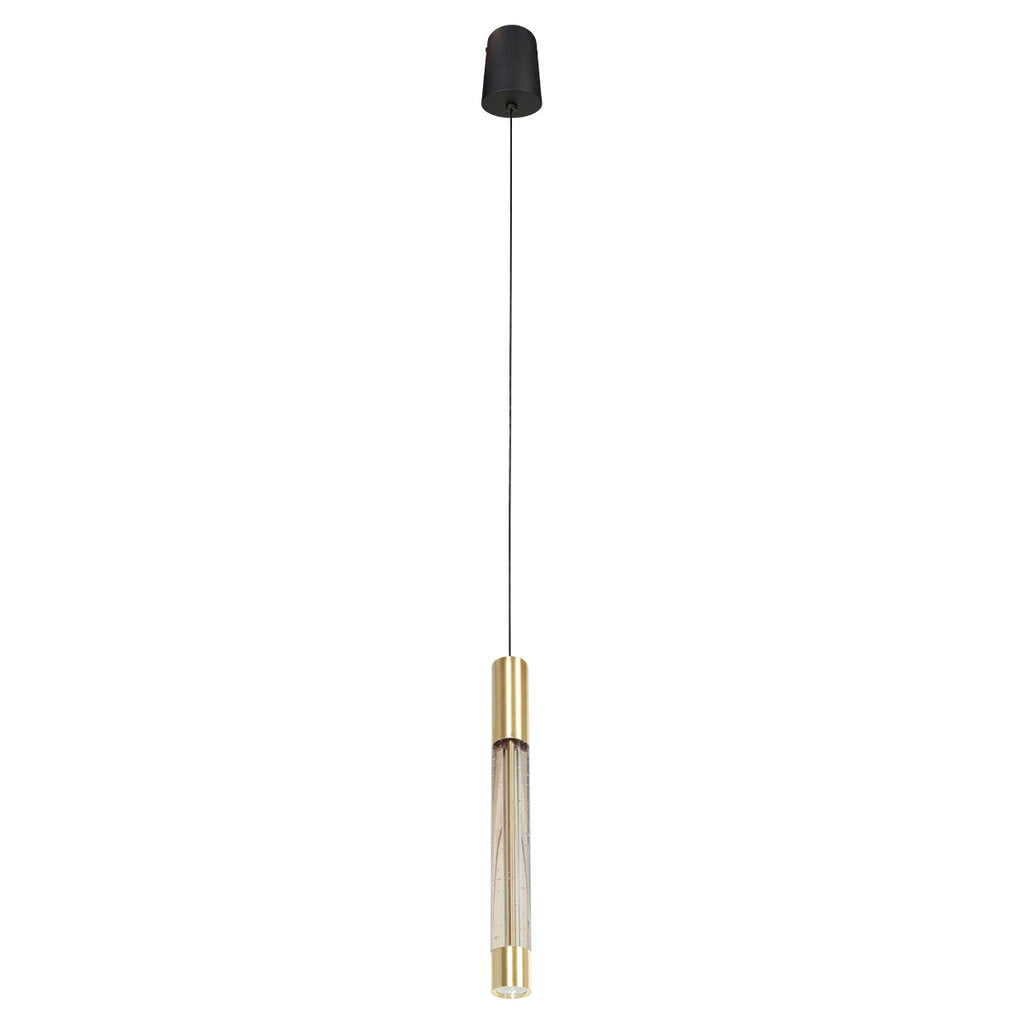 Hanglamp Alisio messing, 1-lichts LED, handgeblazen glas (4577ME)