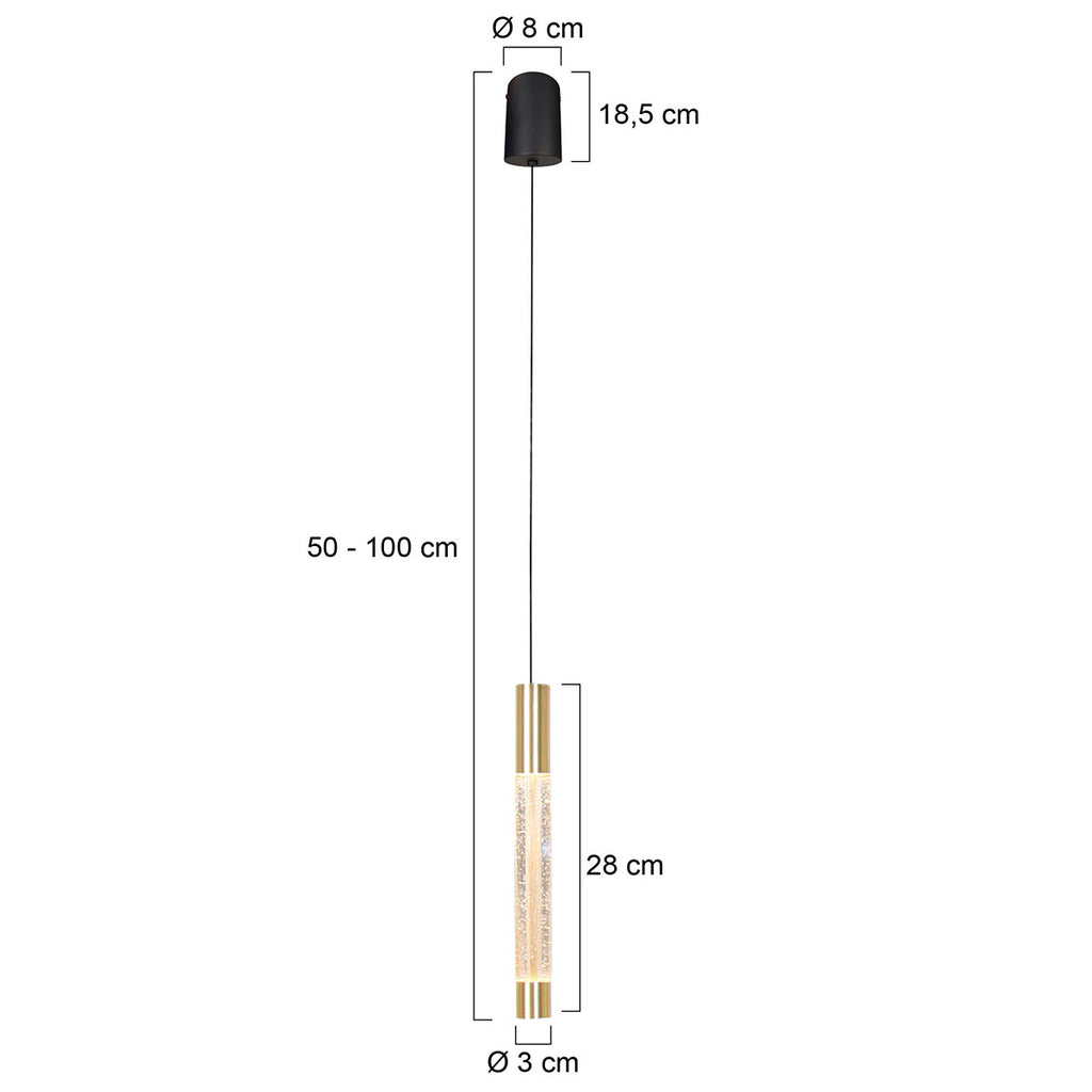Hanglamp Alisio messing, 1-lichts LED, handgeblazen glas (4577ME)