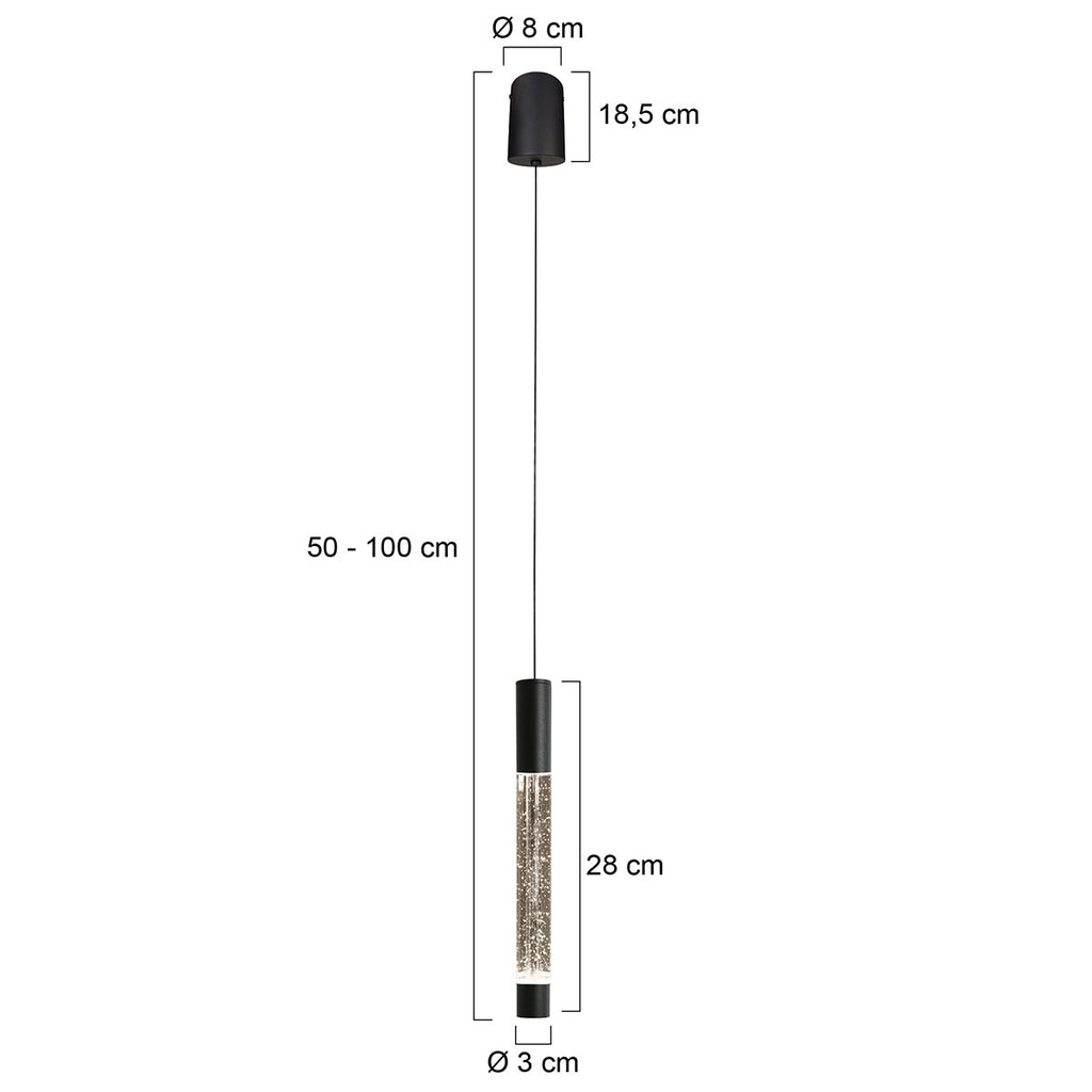 Hanglamp Alisio 4577ZW 1-lichts luxe glas in zwart