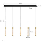 Hanglamp Alisio 4578ME 5-lichts luxe glas in messing