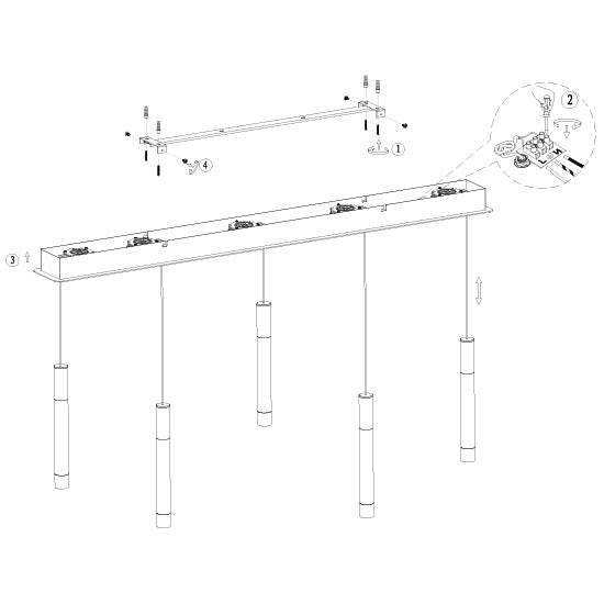 Hanglamp Alisio 4578ME 5-lichts luxe glas in messing