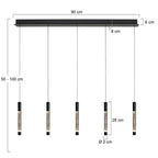 Hanglamp Alisio 4578ZW 5-lichts luxe glas in zwart