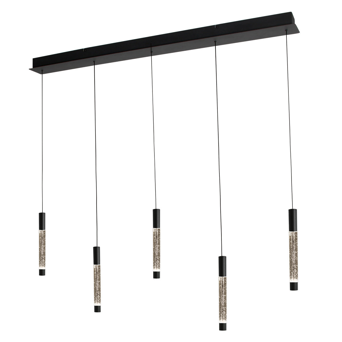 Hanglamp Alisio 4578ZW 5-lichts luxe glas in zwart