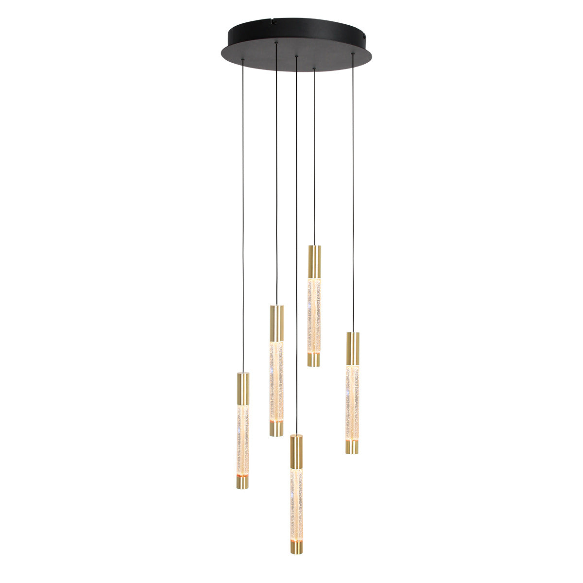 Hanglamp Alisio 4579ME 5-lichts luxe glas in messing