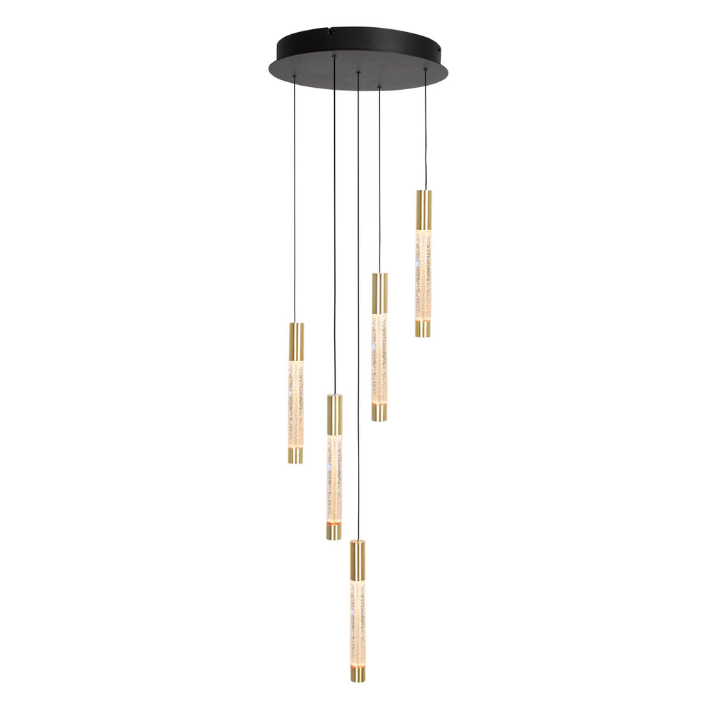 Hanglamp Alisio 4579ME 5-lichts luxe glas in messing