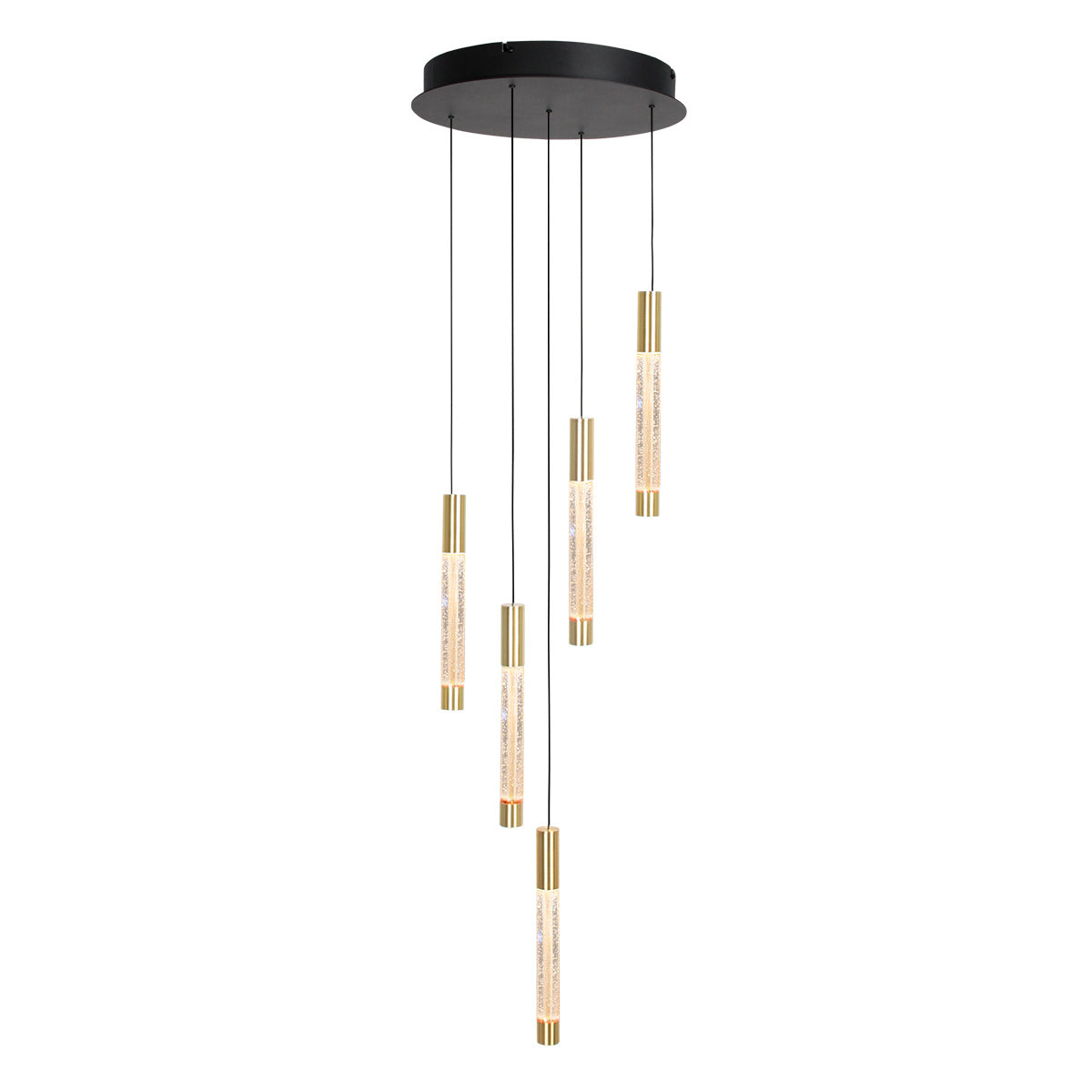 Hanglamp Alisio 4579ME 5-lichts luxe glas in messing