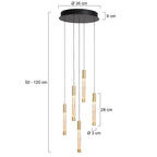 Hanglamp Alisio 4579ME 5-lichts luxe glas in messing