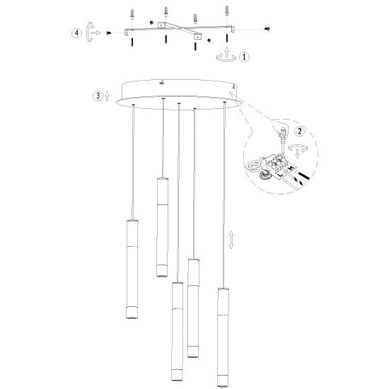 Hanglamp Alisio 4579ME 5-lichts luxe glas in messing