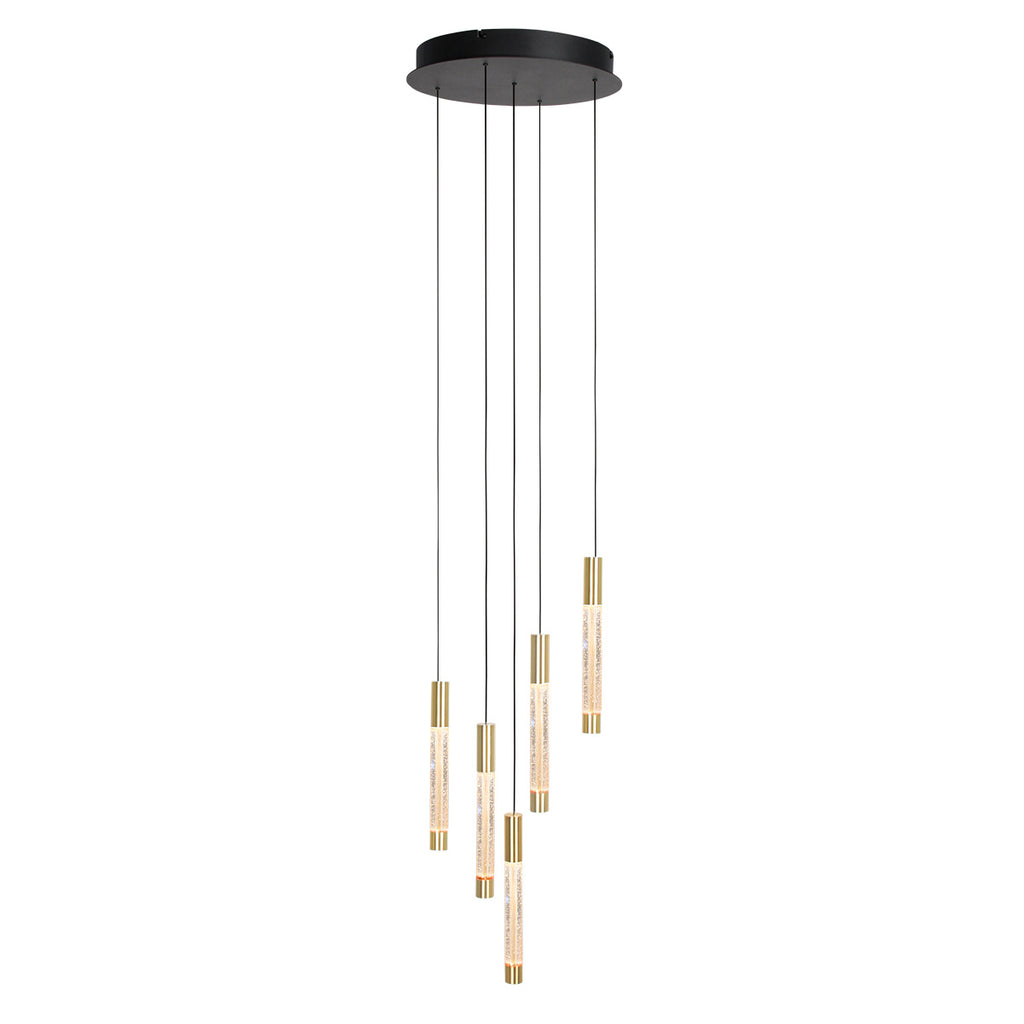 Hanglamp Alisio 4579ME 5-lichts luxe glas in messing