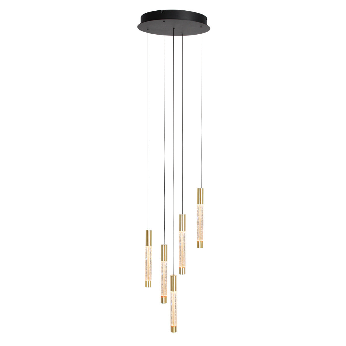 Hanglamp Alisio 4579ME 5-lichts luxe glas in messing