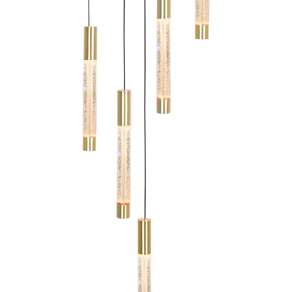 Hanglamp Alisio 4579ME 5-lichts luxe glas in messing