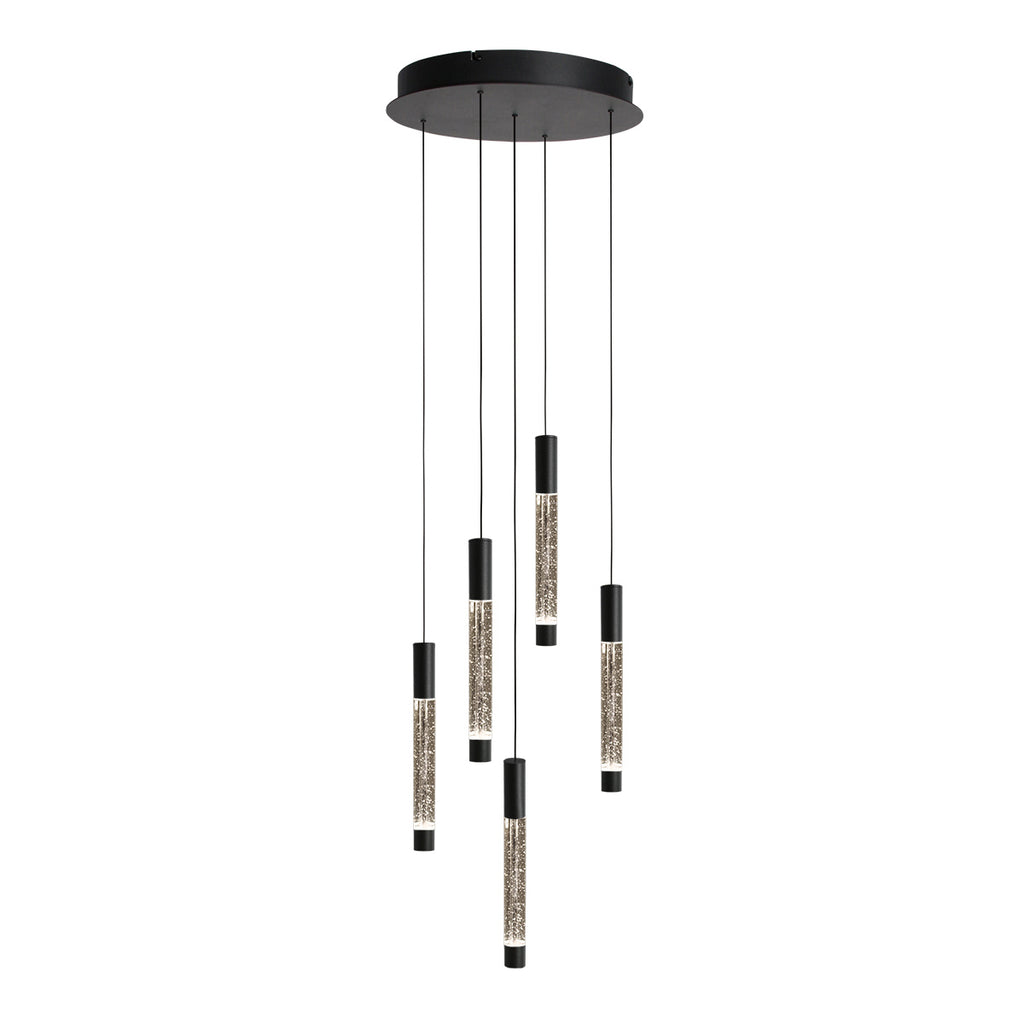 Hanglamp Alisio 4579ZW 5-lichts luxe vide lamp van glas in zwart
