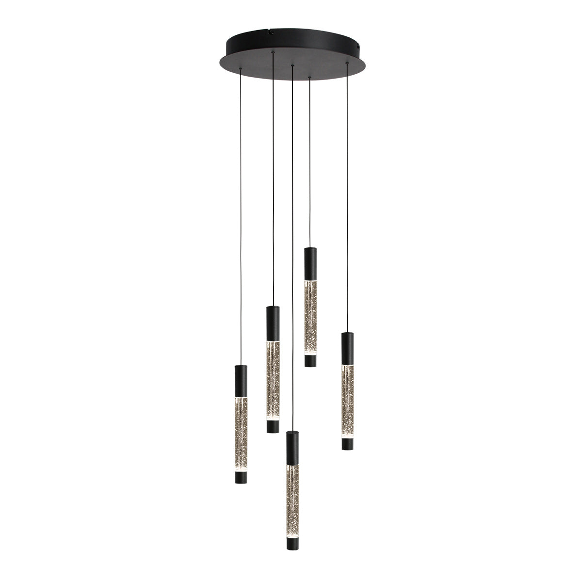 Hanglamp Alisio 4579ZW 5-lichts luxe vide lamp van glas in zwart
