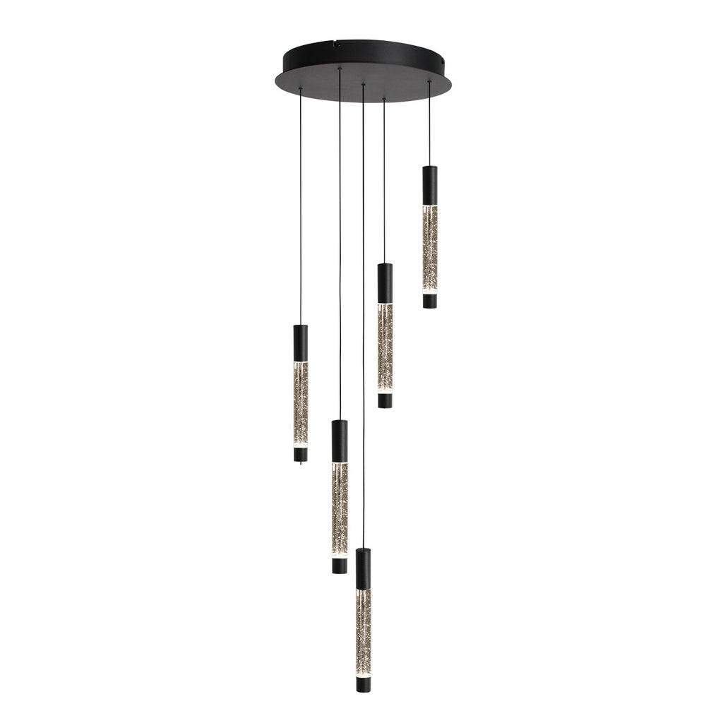 Hanglamp Alisio 4579ZW 5-lichts luxe vide lamp van glas in zwart