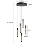 Hanglamp Alisio 4579ZW 5-lichts luxe vide lamp van glas in zwart