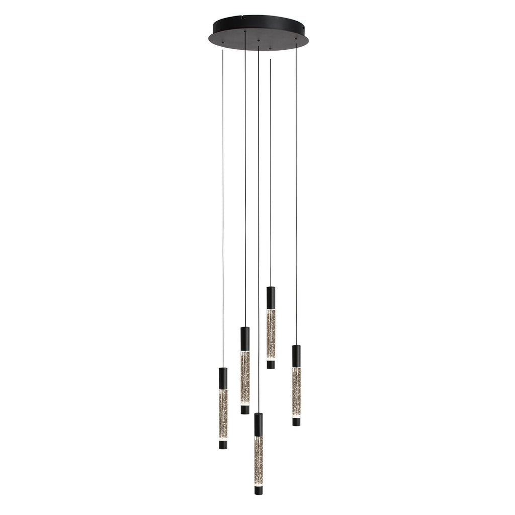 Hanglamp Alisio 4579ZW 5-lichts luxe vide lamp van glas in zwart