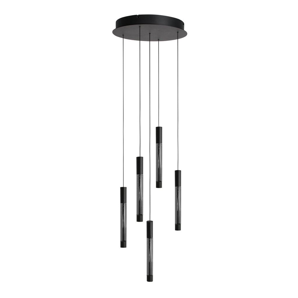 Hanglamp Alisio 4579ZW 5-lichts luxe vide lamp van glas in zwart