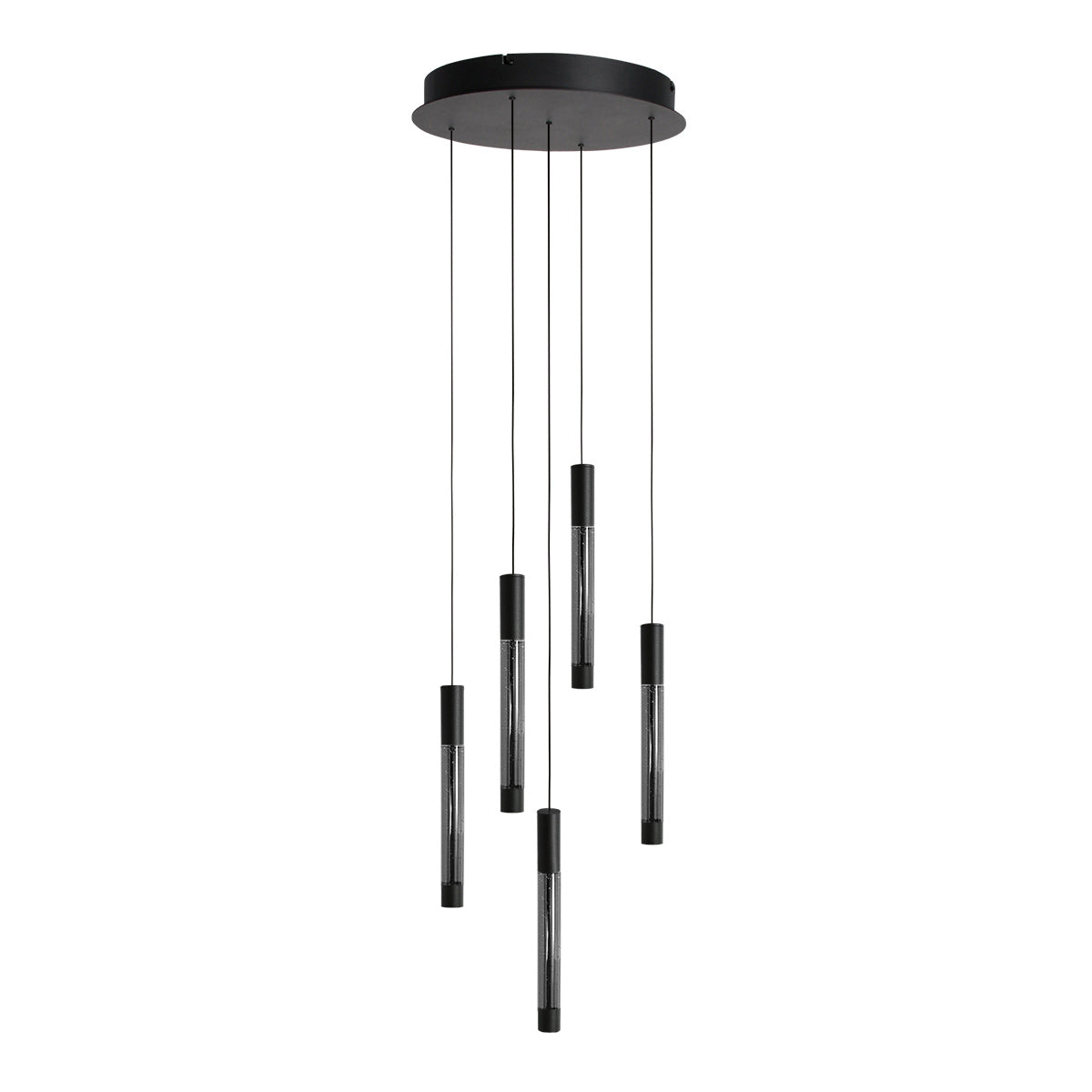 Hanglamp Alisio 4579ZW 5-lichts luxe vide lamp van glas in zwart