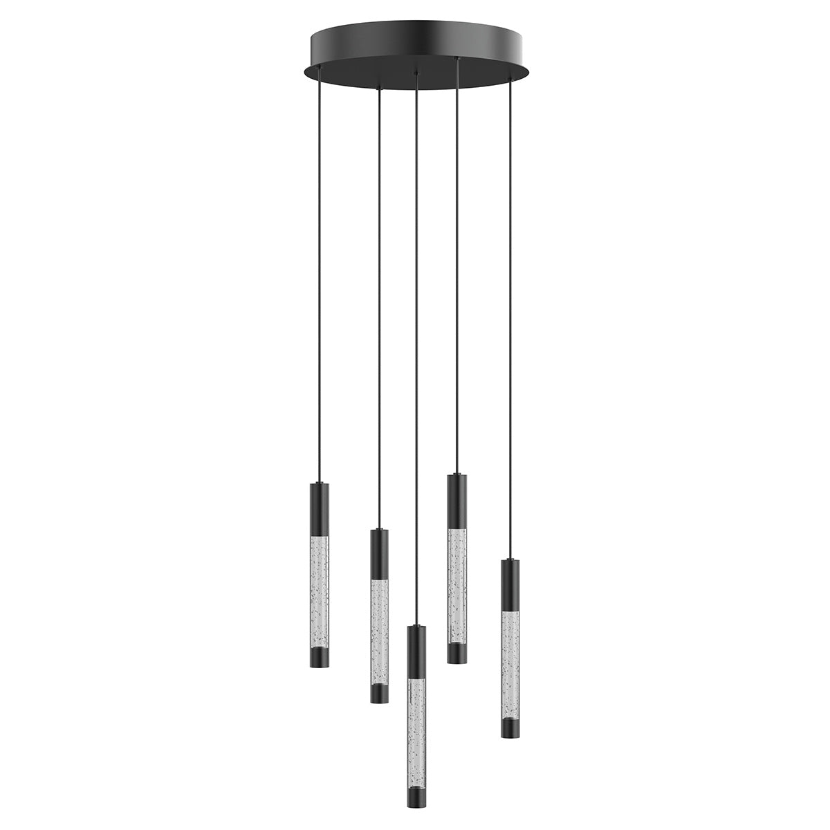Hanglamp Alisio 4579ZW 5-lichts luxe vide lamp van glas in zwart