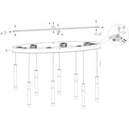 Hanglamp Alisio 4580ME 8-lichts luxe glas in messing