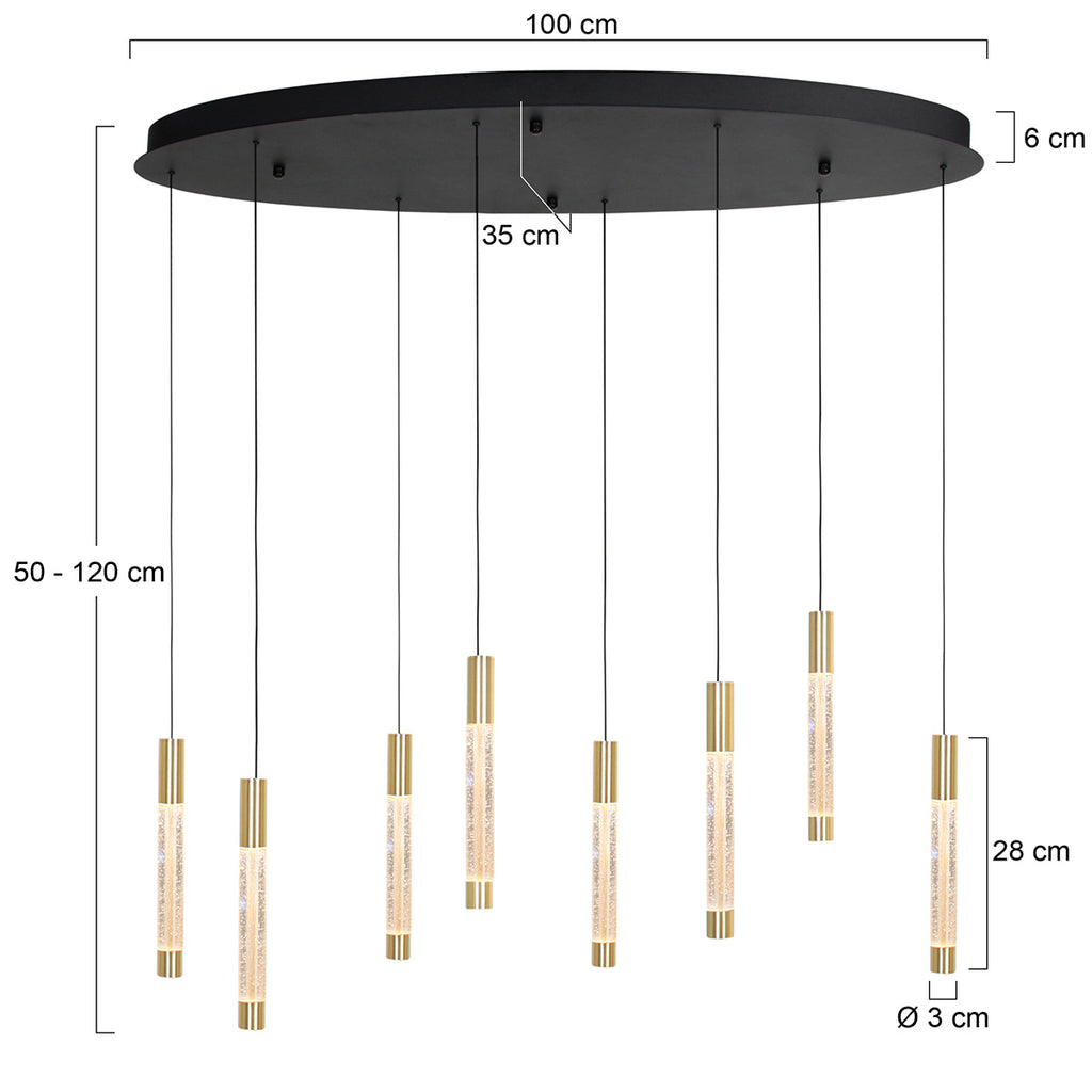 Hanglamp Alisio 4580ME 8-lichts luxe glas in messing