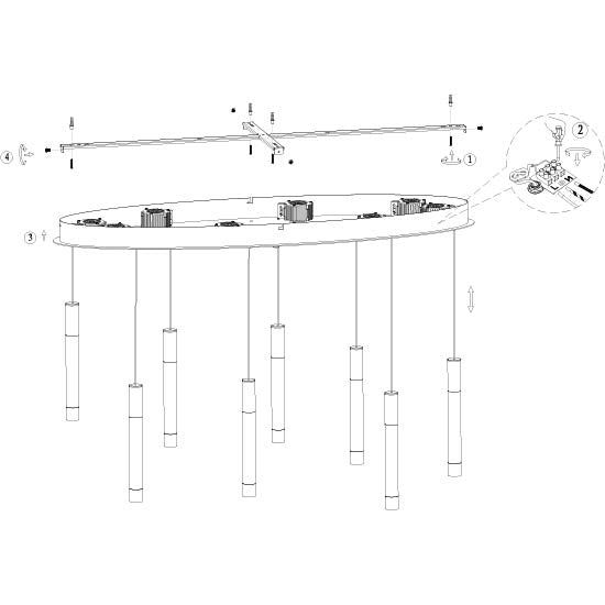 Hanglamp Alisio 4580ZW 8-lichts luxe glas in zwart