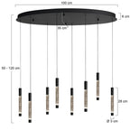 Hanglamp Alisio 4580ZW 8-lichts luxe glas in zwart