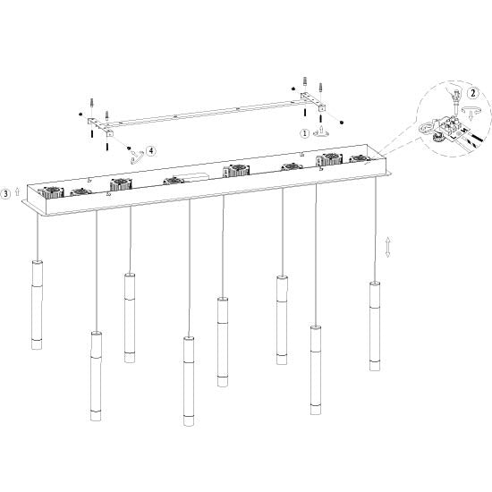 Hanglamp Alisio 4581ME 8-lichts luxe glas in messing