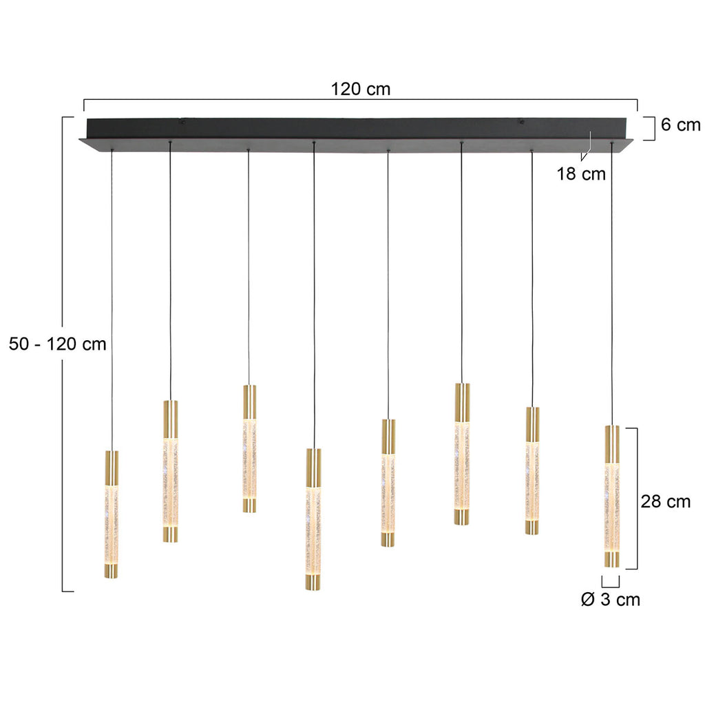 Hanglamp Alisio 4581ME 8-lichts luxe glas in messing