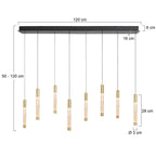 Hanglamp Alisio 4581ME 8-lichts luxe glas in messing