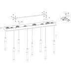 Hanglamp Alisio 4581ZW 8-lichts luxe glas in zwart