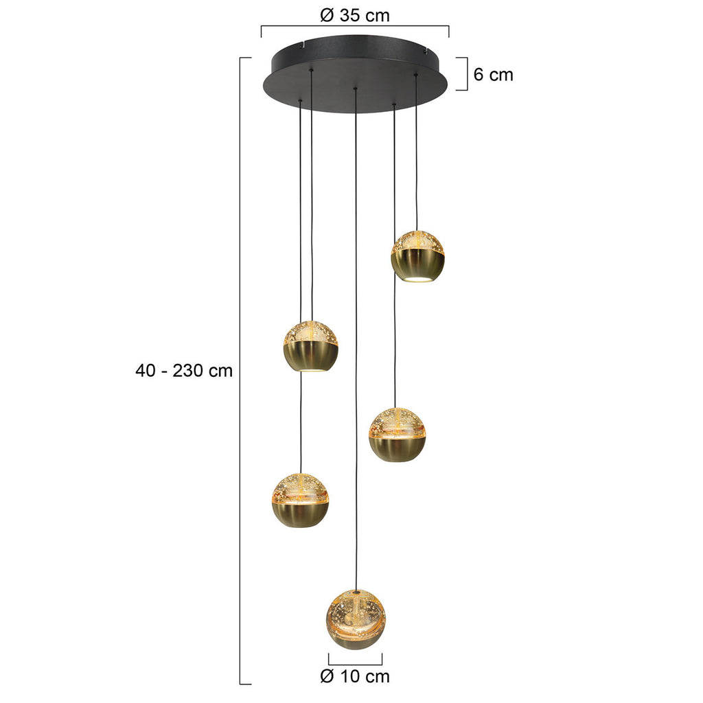 Belluno 4585ME – Luxe hanglamp in messing met 5 lichtpunten